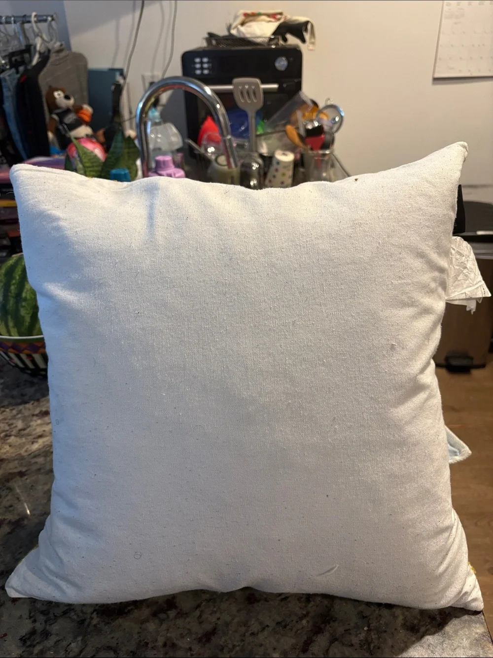 Macy's White and Gold Embroidered Medallion Accent Pillow